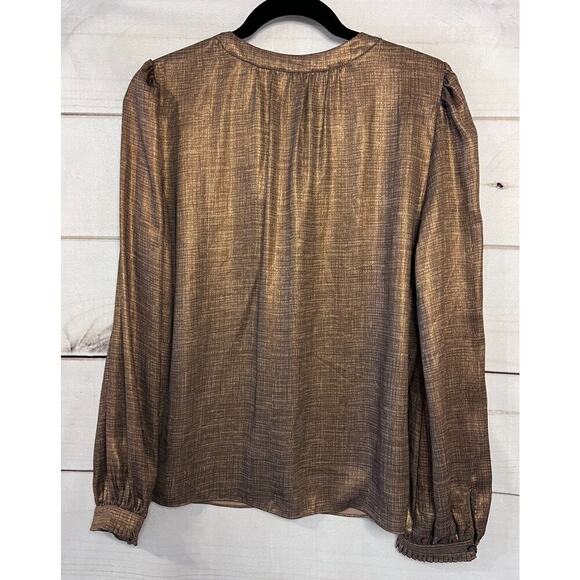 Current Air Top Size MED Brown Gold Long Sleeves Classy Chic - Picture 3 of 6